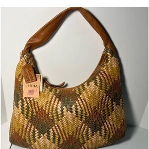 Artisan Handcrafted Woven Genuine Leather, Antique Finish Hand/Shoulder Hobo bag